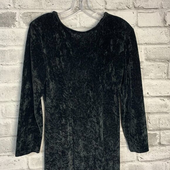 Vintage Black Crushed Velvet Fit and Flare Midi Witchy Dress - Picture 2 of 14